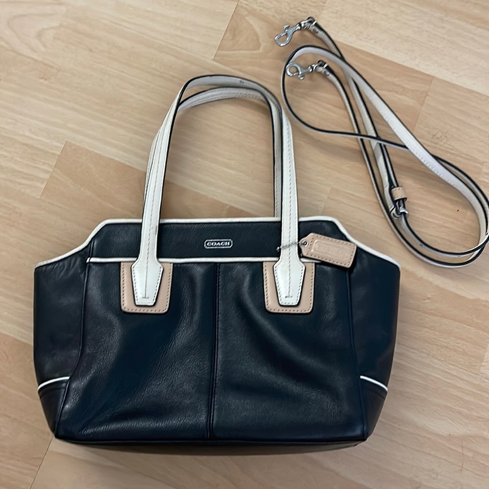 Black White and Taupe Coach Bag